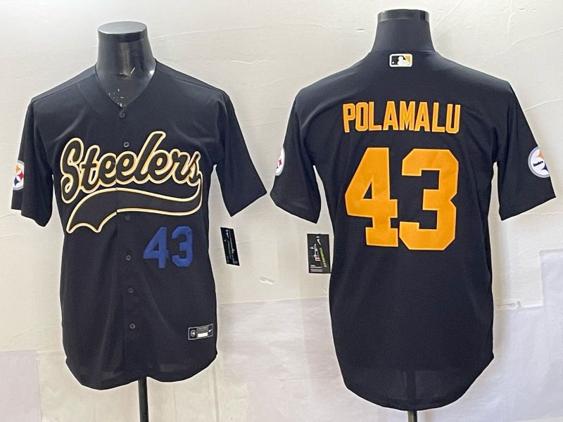 Men 2025 Pittsburgh Steelers #43 Polamalu black 3th generation Joint Name Nike Limited NFL Jersey style 004